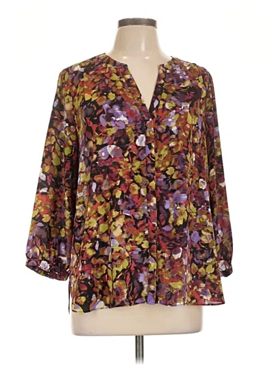 Pre-owned Nydj 3/4 Sleeve Blouse In Purple