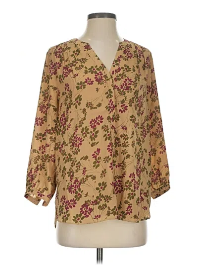 Pre-owned Nydj 3/4 Sleeve Blouse In Tan
