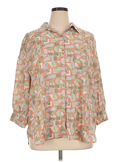 Pre-owned Nydj 3/4 Sleeve Blouse In Tan