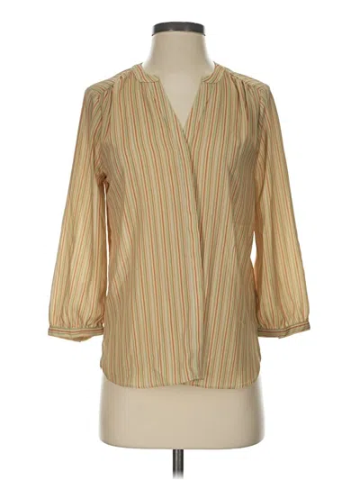 Pre-owned Nydj 3/4 Sleeve Blouse In Tan