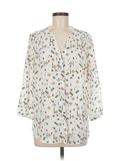 Pre-owned Nydj 3/4 Sleeve Blouse In White