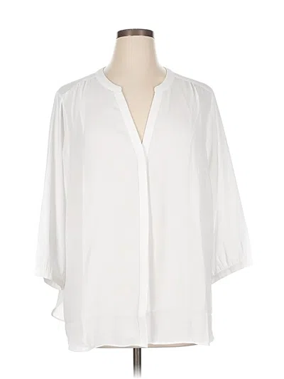 Pre-owned Nydj 3/4 Sleeve Blouse In White