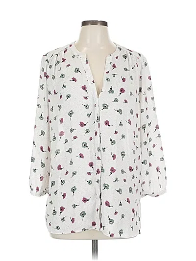 Pre-owned Nydj 3/4 Sleeve Blouse In White