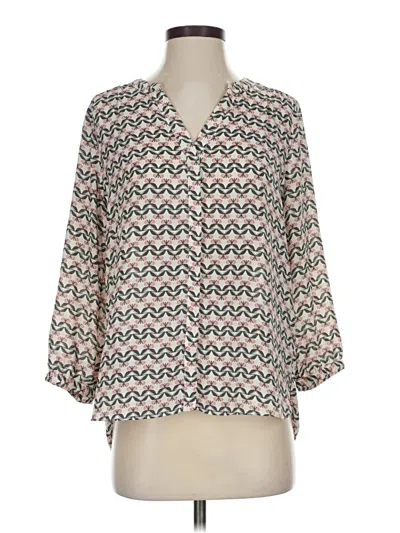 Pre-owned Nydj 3/4 Sleeve Blouse In White