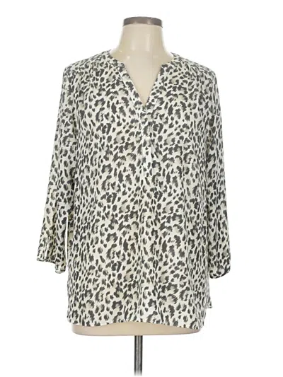 Pre-owned Nydj 3/4 Sleeve Blouse In White