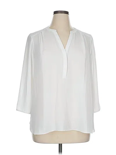 Pre-owned Nydj 3/4 Sleeve Blouse In White