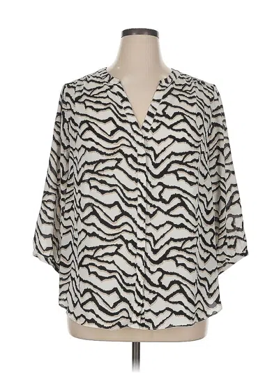 Pre-owned Nydj 3/4 Sleeve Blouse In White