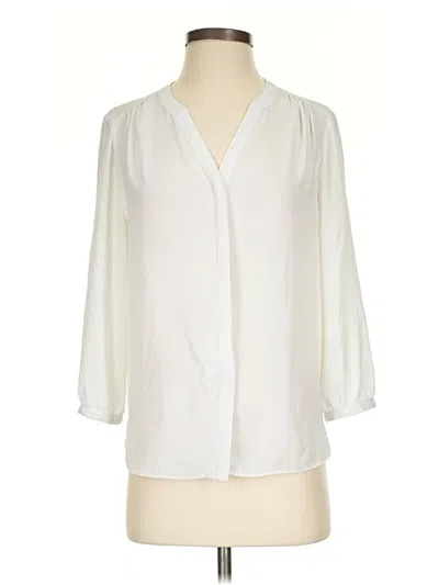 Pre-owned Nydj 3/4 Sleeve Blouse In White
