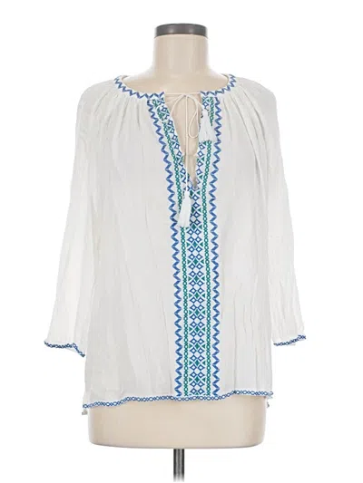 Pre-owned Nydj 3/4 Sleeve Blouse In White