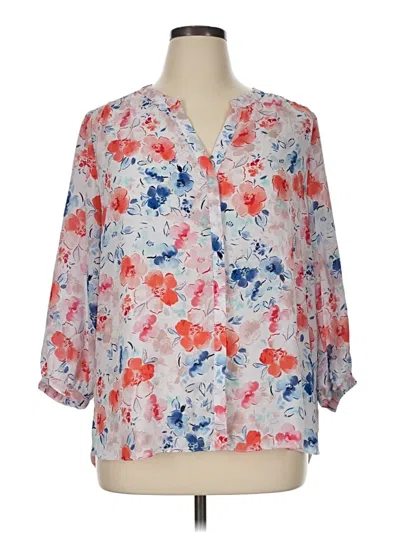 Pre-owned Nydj 3/4 Sleeve Blouse In White