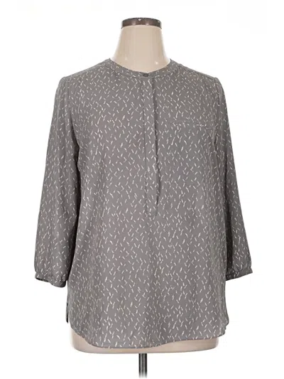 Pre-owned Nydj 3/4 Sleeve Henley Shirt In Gray
