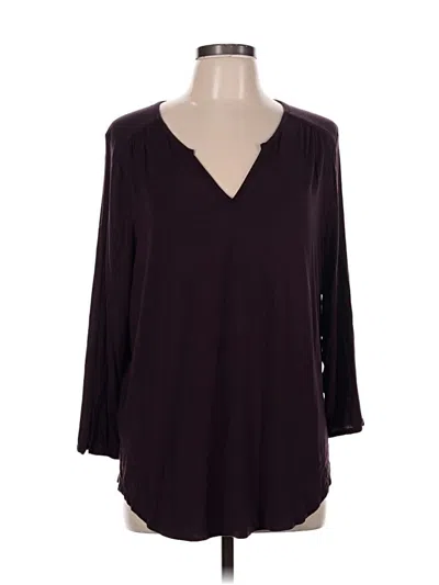 Pre-owned Nydj 3/4 Sleeve Top Burgundy V-neck Tops