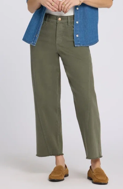 Nydj Alyssa Frayed Crop Relaxed Tapered Jeans In Green