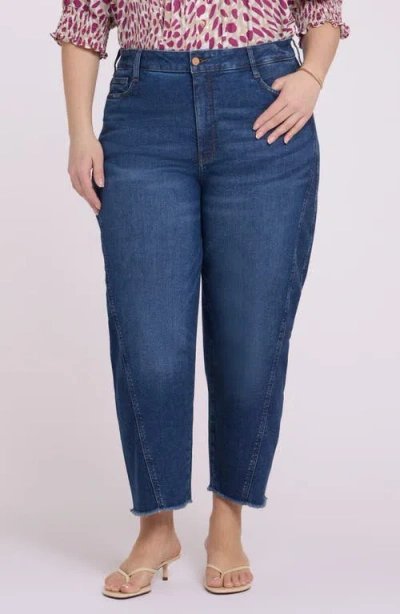 Nydj Alyssa High Waist Fray Hem Crop Relaxed Tapered Jeans In Blue