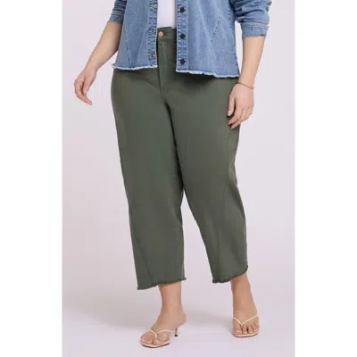 Nydj Alyssa High Waist Fray Hem Crop Relaxed Tapered Jeans In Green