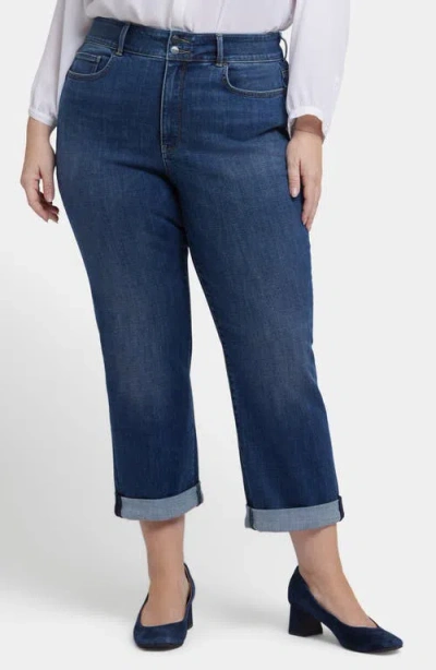Nydj Bailey High Waist Crop Relaxed Straight Leg Jeans In Blue
