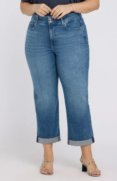 Nydj Bailey High Waist Crop Relaxed Straight Leg Jeans In Blue