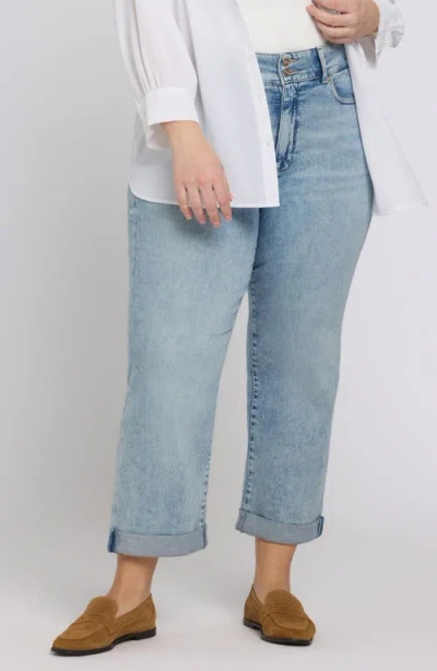 Nydj Bailey High Waist Crop Relaxed Straight Leg Jeans In Blue