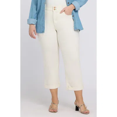 Nydj Bailey High Waist Crop Relaxed Straight Leg Jeans In White