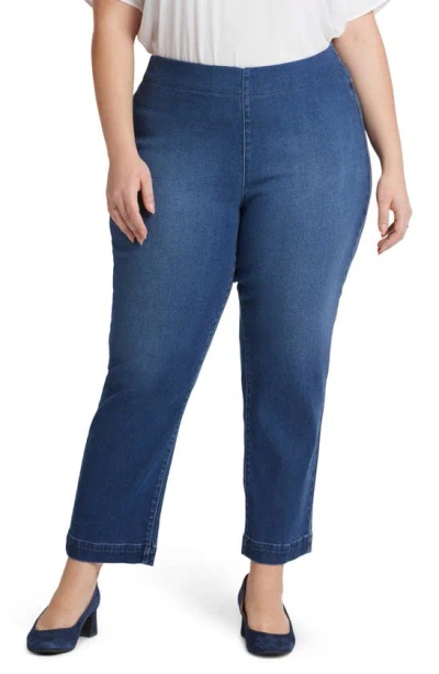 Nydj Bailey Pull-on Ankle Relaxed Straight Leg Jeans In Missionblue
