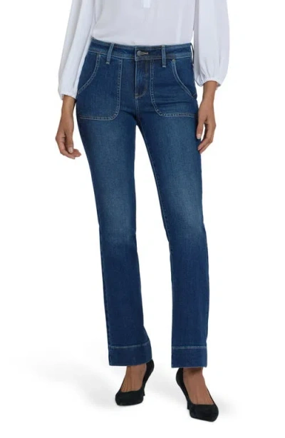 Nydj Barbara Patch Pockets Bootcut Jeans In Blue