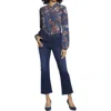 Nydj Barbara Womens Frayed Hem Denim Bootcut Jeans In Multi