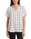 Nydj Becky Leaf Print Split Neck Woven Top