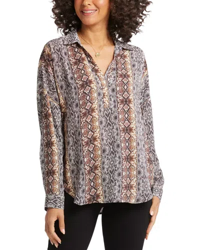 Nydj Becky Recycled Polyester Georgette Blouse In Multi