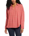 Nydj Becky Womens Plaid Polyester Blouse In Pink