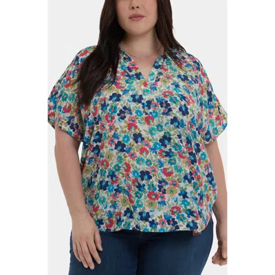 Nydj Puff Sleeve Popover Top In Cala Gracio