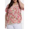 Nydj Becky Georgette Popover Top In Poppys Paradise