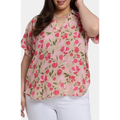 Nydj Becky Georgette Popover Top In Poppys Paradise