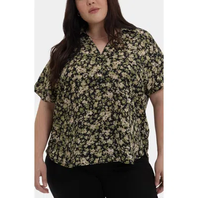 Nydj Becky Georgette Popover Top In Green