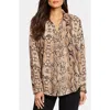 Nydj Becky Recycled Polyester Georgette Blouse In Victorian Python Pink Taupe