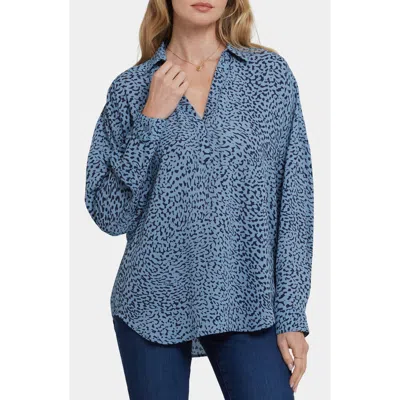 Nydj Becky Recycled Polyester Georgette Blouse In Animal Print