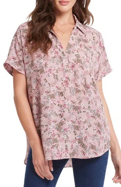 Nydj Becky Split Neck Woven Top In Multi