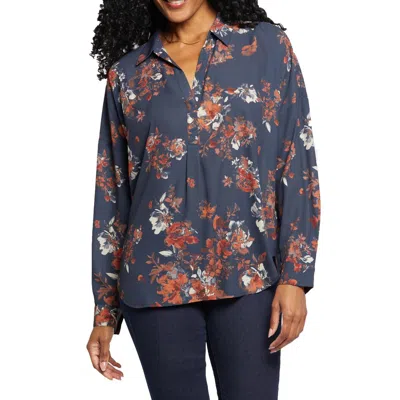NYDJ BECKY WOMENS PLAID POLYESTER BLOUSE