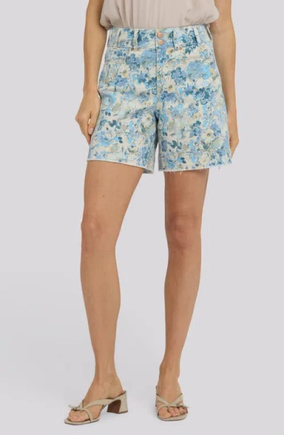 Nydj Berkyn Frayed Floral High Waist Denim Shorts In Multi