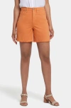 Nydj Berkyn Relaxed High Rise Jean Shorts In Optic White In Orange