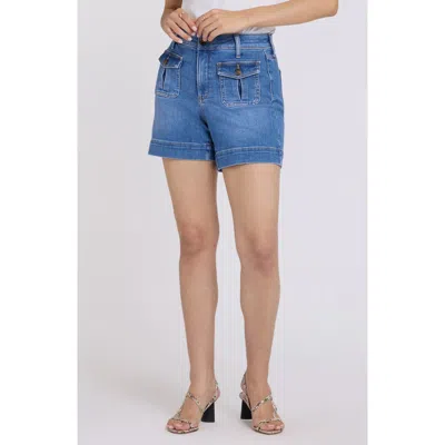 Nydj Berkyn Patch Pocket High Waist Denim Shorts In Blue