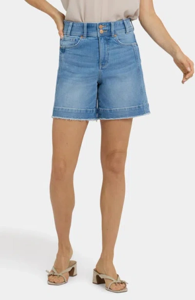 Nydj Berkyn Relaxed Fit Raw Hem Denim Shorts In Blue