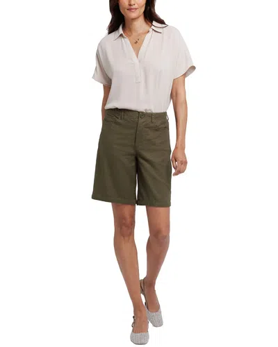 Nydj Bermuda Bay Leaf Linen-blend Short Jean In Green