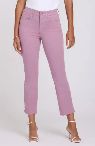 Nydj Billie Mini High Waist Fray Hem Ankle Bootcut Jeans In Purple
