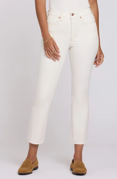 Nydj Billie Mini High Waist Fray Hem Ankle Bootcut Jeans In White