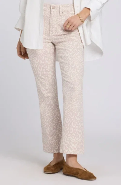 Nydj Billie Print High Waist Ankle Mini Bootcut Jeans In White