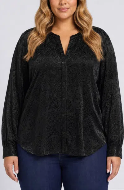 Nydj Bonnie Burnout Velvet Top In Black
