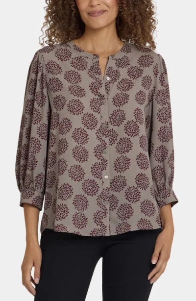 Nydj Bonnie Button-up Top In Gray