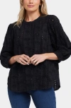 Nydj Bonnie Embroidered Eyelet Top In Black