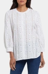 Nydj Bonnie Embroidered Eyelet Top In Optic White