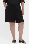 Nydj Plus Size Breezy Bermuda Drawstring Shorts In Black